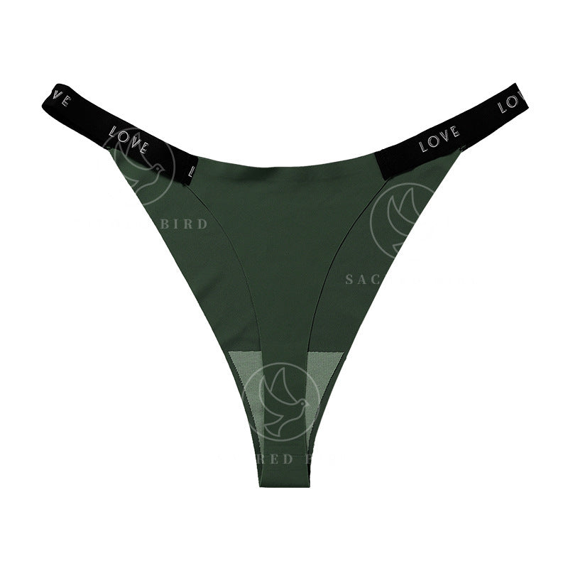 Letter printing grinding traceless plus size cotton crotch less underwear T-shaped panties T-back