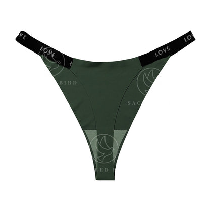 Letter printing grinding traceless plus size cotton crotch less underwear T-shaped panties T-back