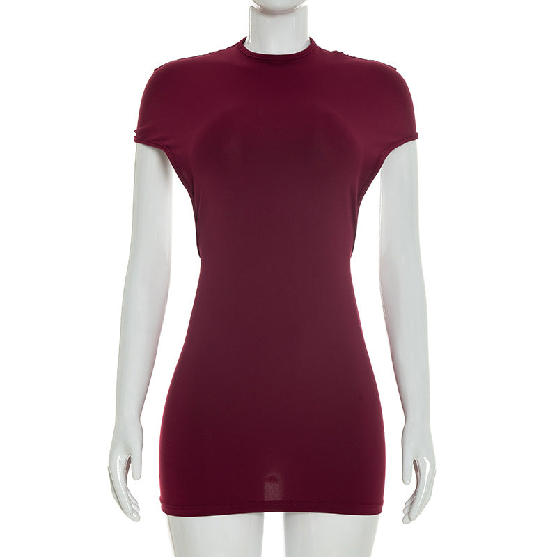 DZHT C26DS023 spring backless sheath dress