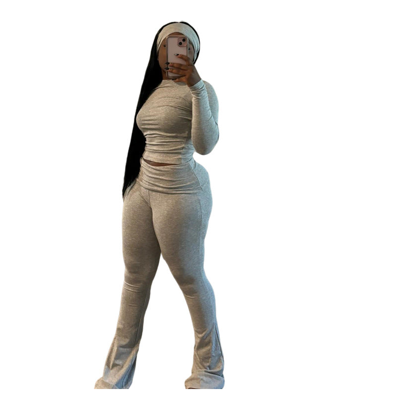MZ (S-2XL) tight-fitting solid color suit MZ88614 sexy slim elastic band headscarf suit
