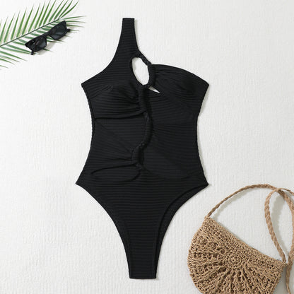 (4 days ready to ship) SY Braid Rope one-piece single-shoulder one-piece swimming suit bikini