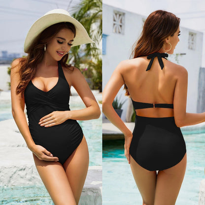 LF (S-2XL) swimwear for pregnant women one-piece solid color