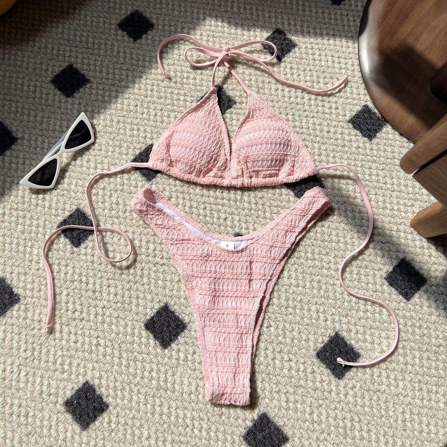 (4 days ready to ship) SY sweet drawstring strap split swimsuit bikini