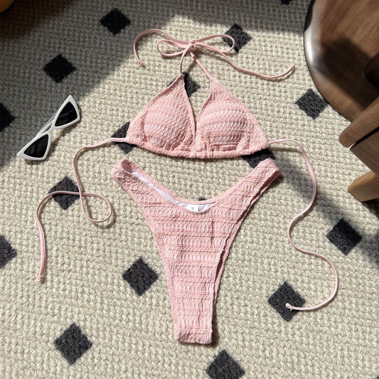 (4 days ready to ship) SY sweet drawstring strap split swimsuit bikini