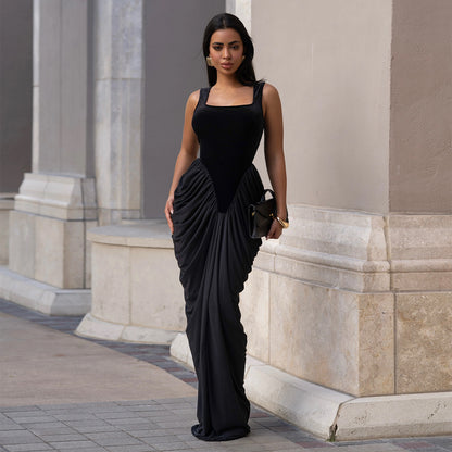 XYZ C7582 fitted waist backless sleeveless sheath dress