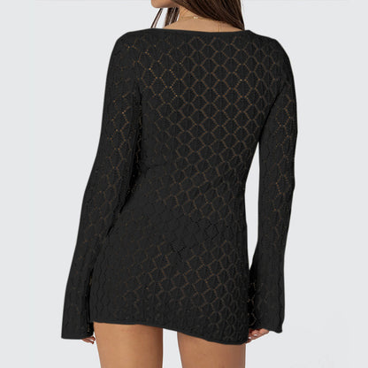 CYB sun protection long sleeve pullover beach dress hip knitwear dress