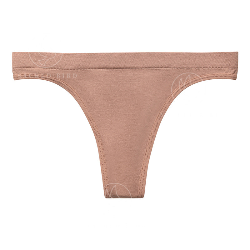 Lightweight seamless Ice Silk nude feel less than T-shaped panties yoga sports special large size cotton crotch breathable T-back