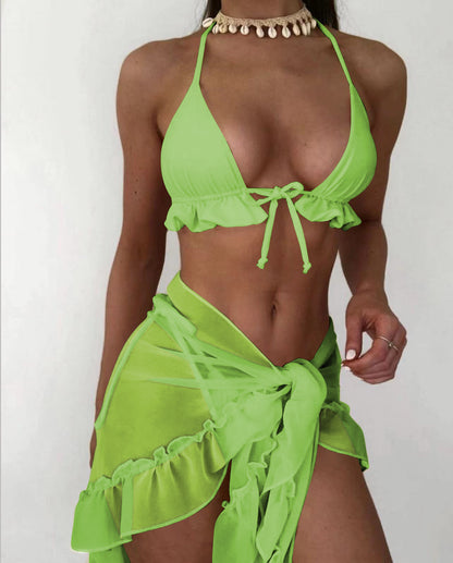 (4 days ready to ship) SY net skirt hemline pleated bikini