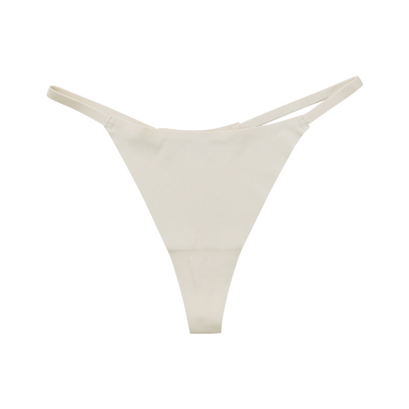Low waist Ice Silk seamless T-back grinding cotton crotch T-shaped quick-drying