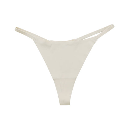 Low waist Ice Silk seamless T-back grinding cotton crotch T-shaped quick-drying