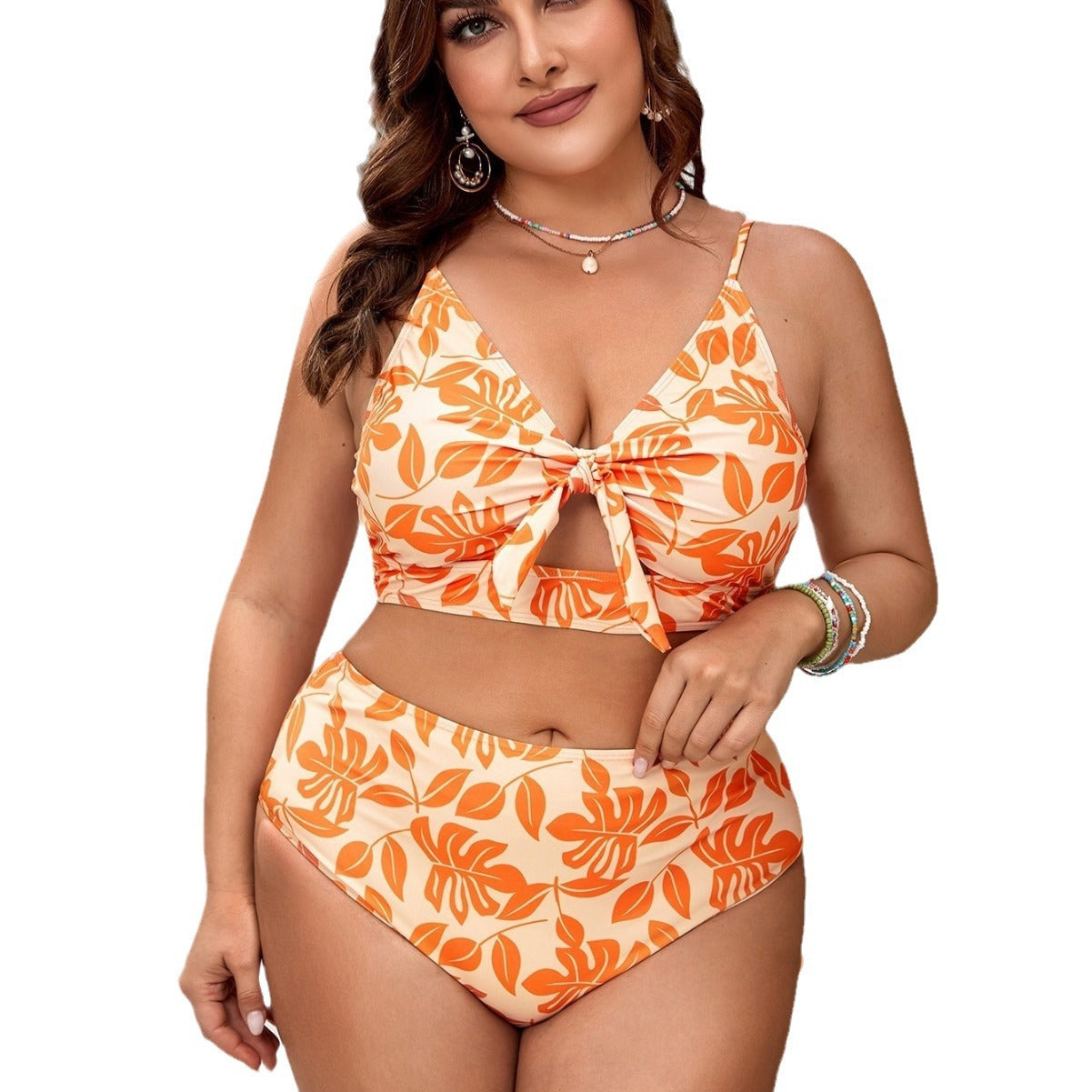 LF (L-4XL) bikini sexy suit split color printing plus size swimsuit