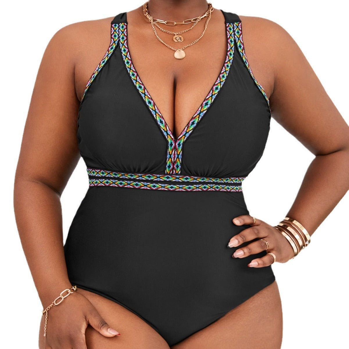 LF (L-4XL) bikini sexy suit one-piece solid color multi-color plus size swimsuit