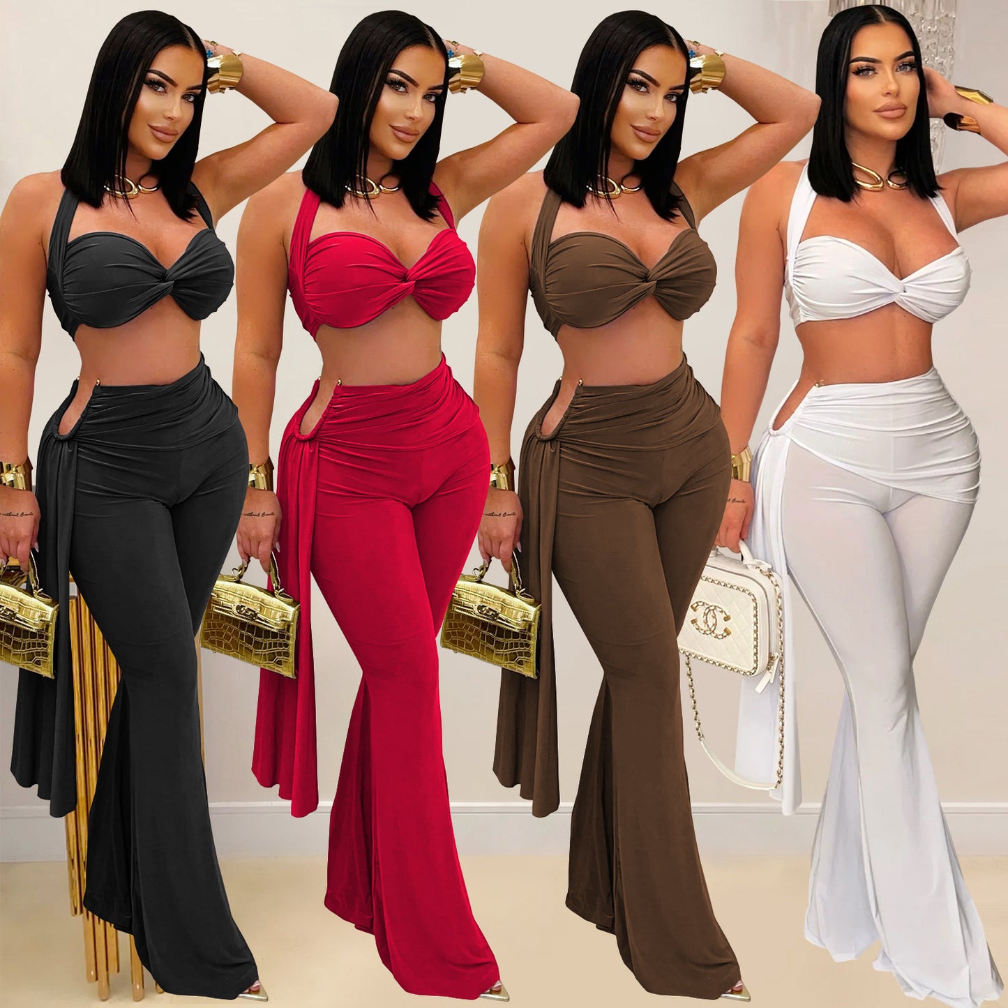 XYZ C7485 summer tube top bandage trousers suit