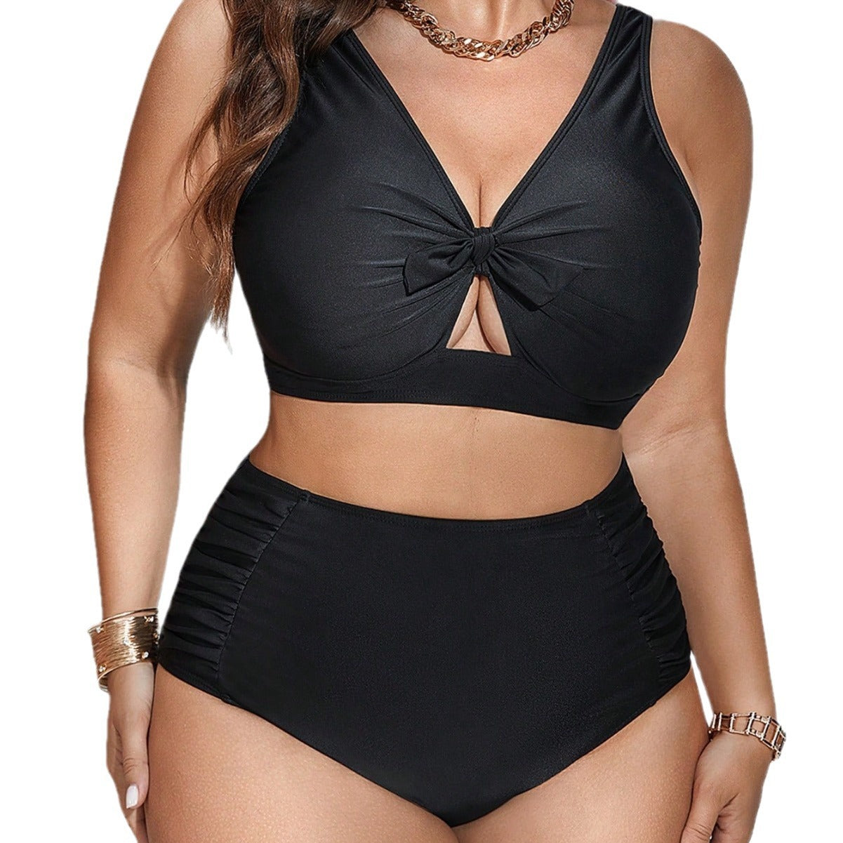 LF (L-4XL) sexy black push up bikini high waist slimming two-piece swimsuits female hot spring bikini