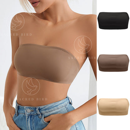 Strapless underwear non-slip band chest pad one-piece wrapped chest seamless wireless Ice Silk breathable quick-drying bra