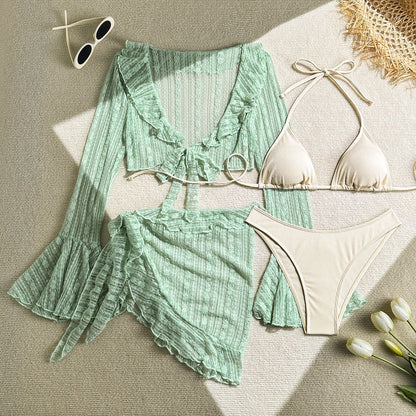 (4 days ready to ship) SY lace mesh four-piece bikini