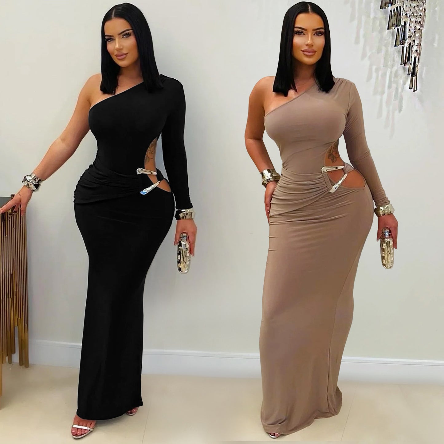 XYZ C7543 one-sleeve slim-fit dress
