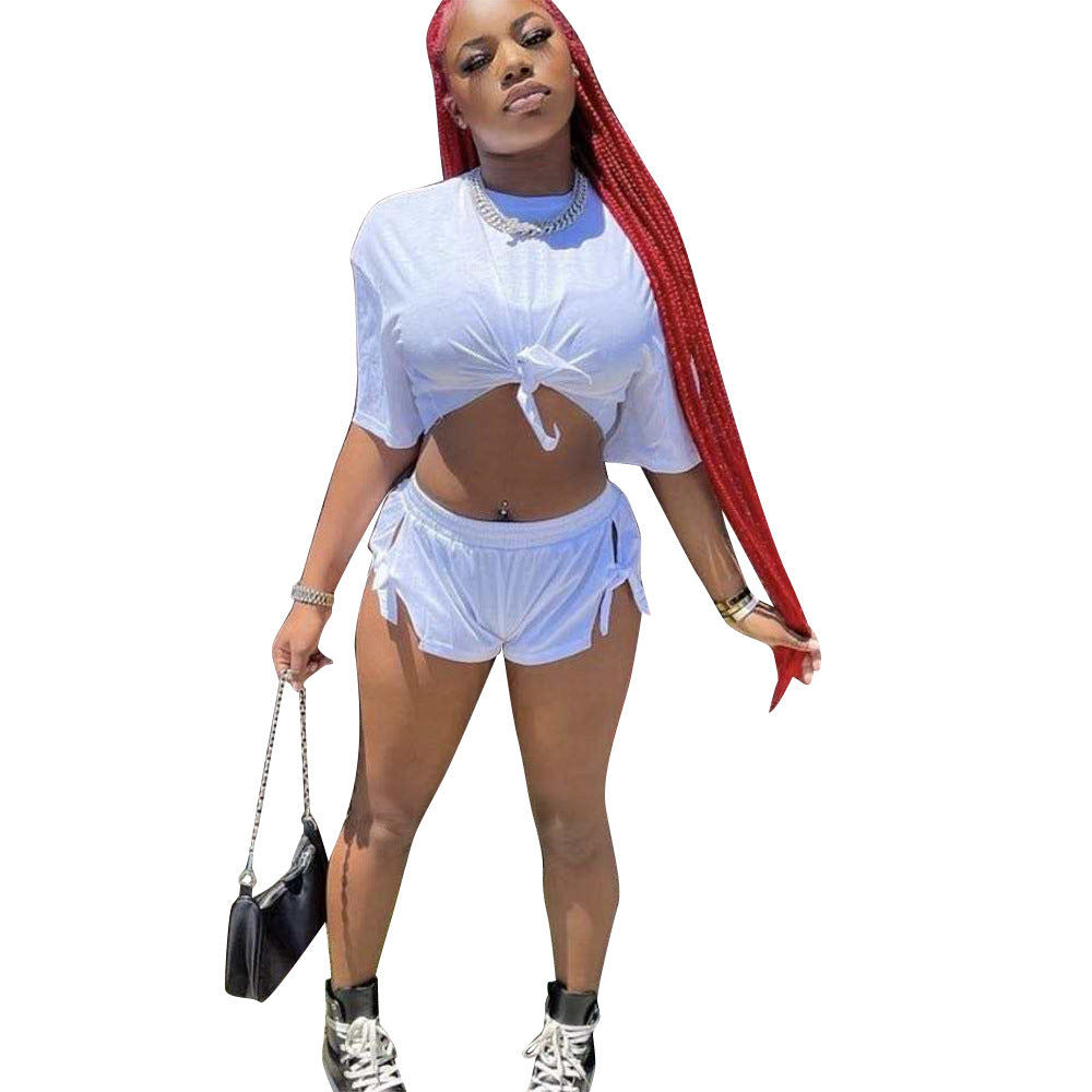 MZ (S-2XL) F88441 slit lace-up sportswear