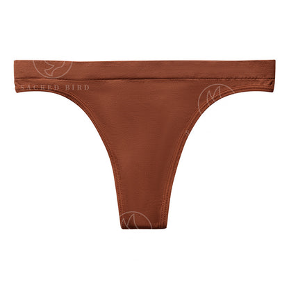 Lightweight seamless Ice Silk nude feel less than T-shaped panties yoga sports special large size cotton crotch breathable T-back