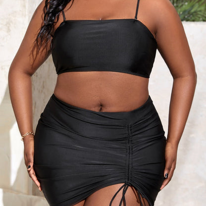 LF (L-4XL) bikini sexy suit split black plus size swimsuit