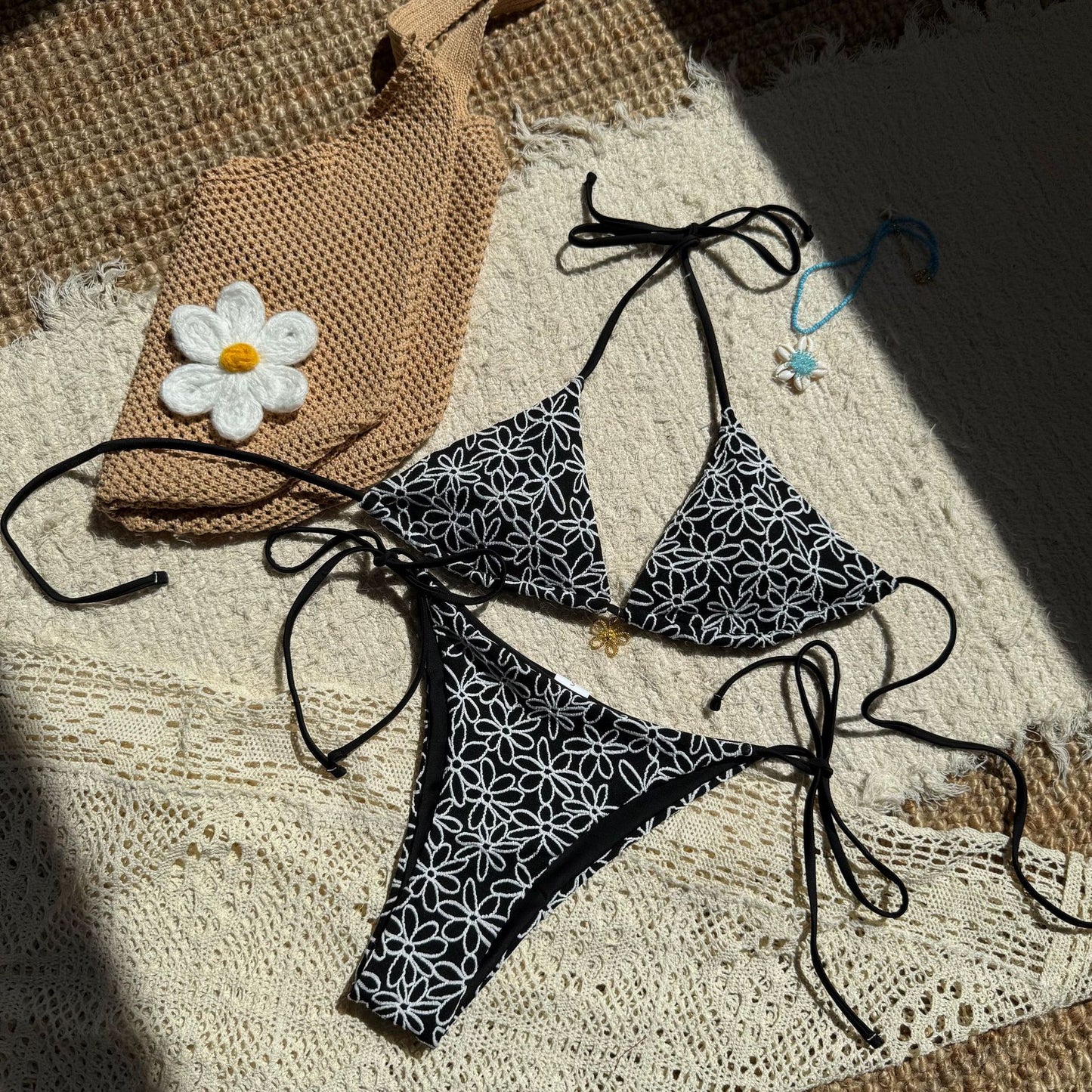 (4 days ready to ship) SY two-piece bikini split halter lace-up