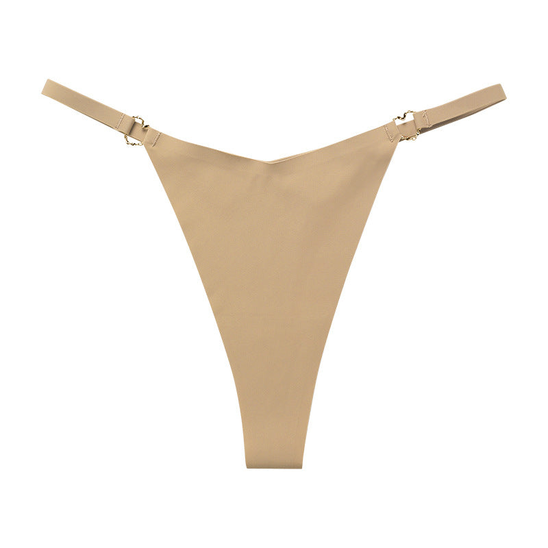 Thin belt low waist love ring seamless ice silk T-shaped Panties Plus size cotton crotch T-back