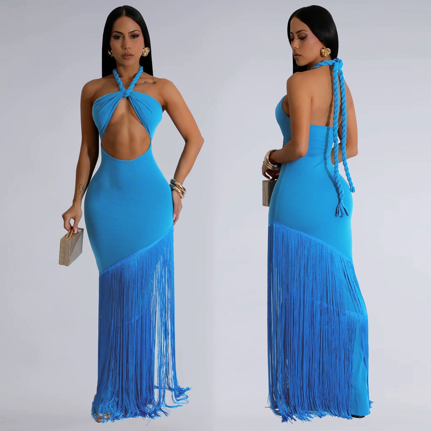 XYZ C7453 summer dress tassel stitching tube top dress