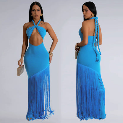 XYZ C7453 summer dress tassel stitching tube top dress
