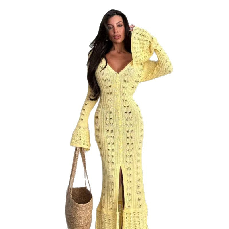 CYB knitted cardigan coat bell sleeve V-neck blouse