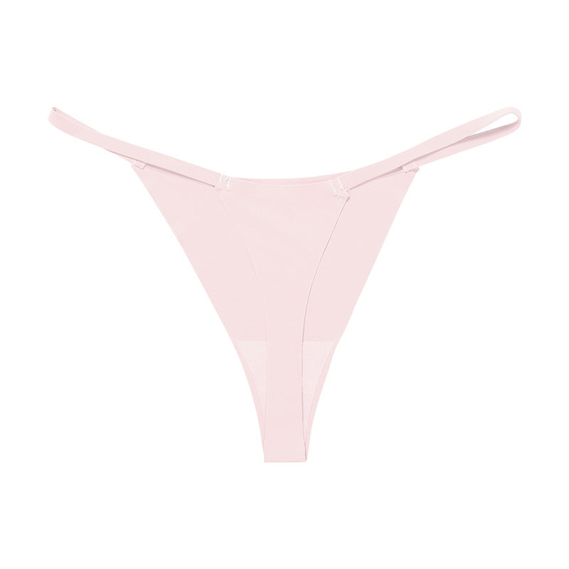 Low waist Ice Silk seamless T-back grinding cotton crotch T-shaped quick-drying