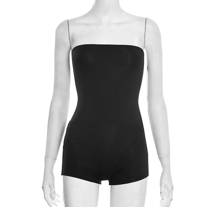 DZHT Y25ST545 collarless sleeveless bodysuit tube top jumpsuit