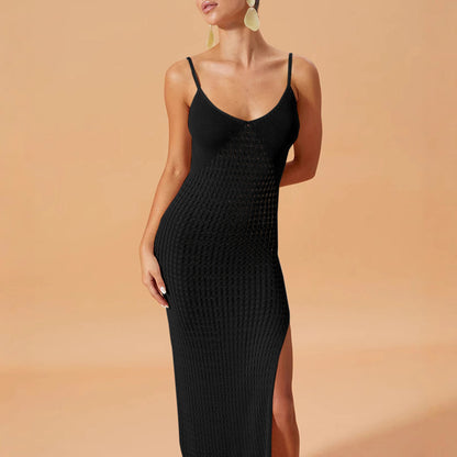 CYB sling side slit pure want to wear women's knitted dress French hip skirt