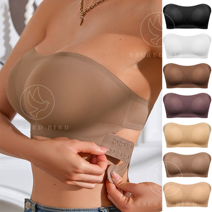 Double-sided open buckle chest cover small chest push up tube top non-slip anti-exposure large size without steel ring bra