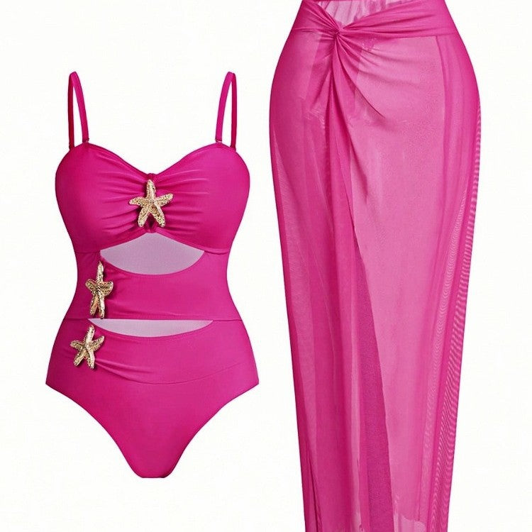CL (L-4XL) bikini plus size swimsuit women's hollow Siamese two-piece blouse
