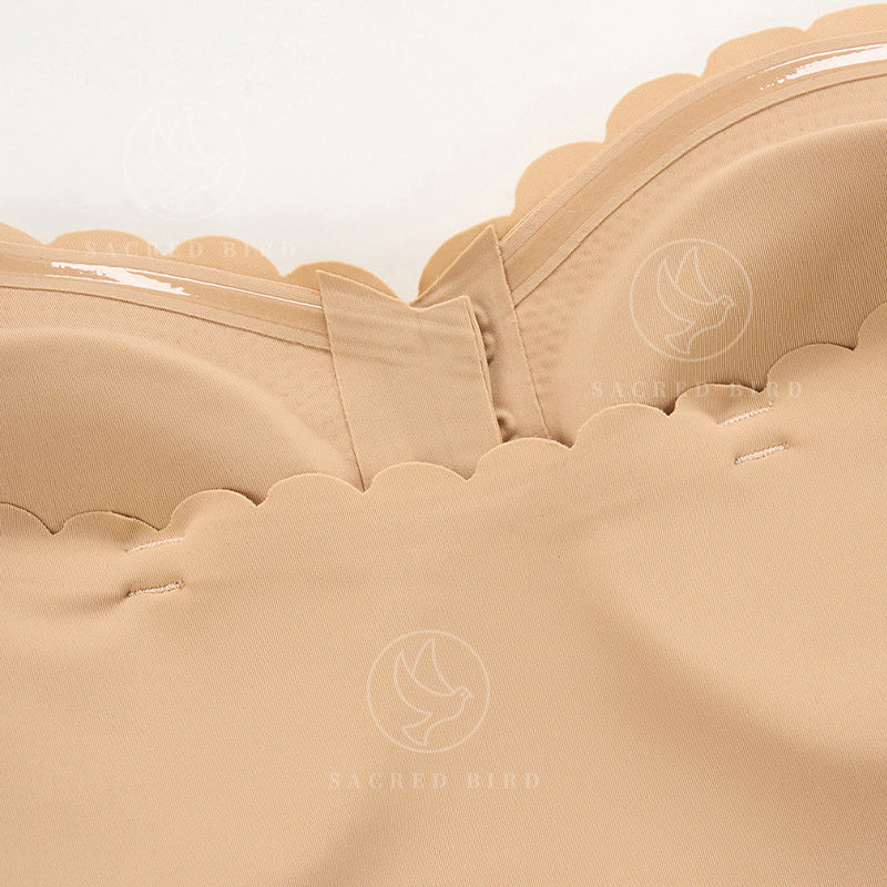 Seamless wavy edge non-slip anti-exposure tube top front buckle for underwear side adjustable push up wireless bra