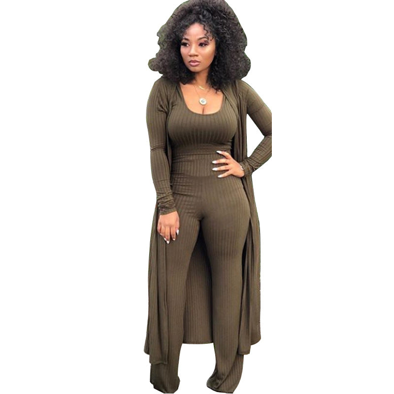 MYF (S-2XL) high elastic sunken stripe three-piece suit