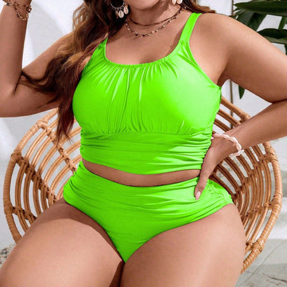CL (L-4XL) plus size swimsuit split swimsuit high waist crimp thin bikini