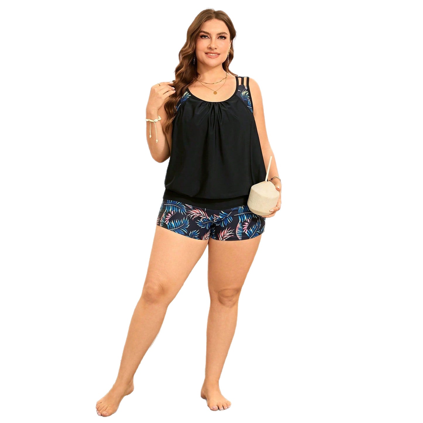 CL (L-4XL) 2026 plus size swimsuit vest boxer split high elastic swimwear