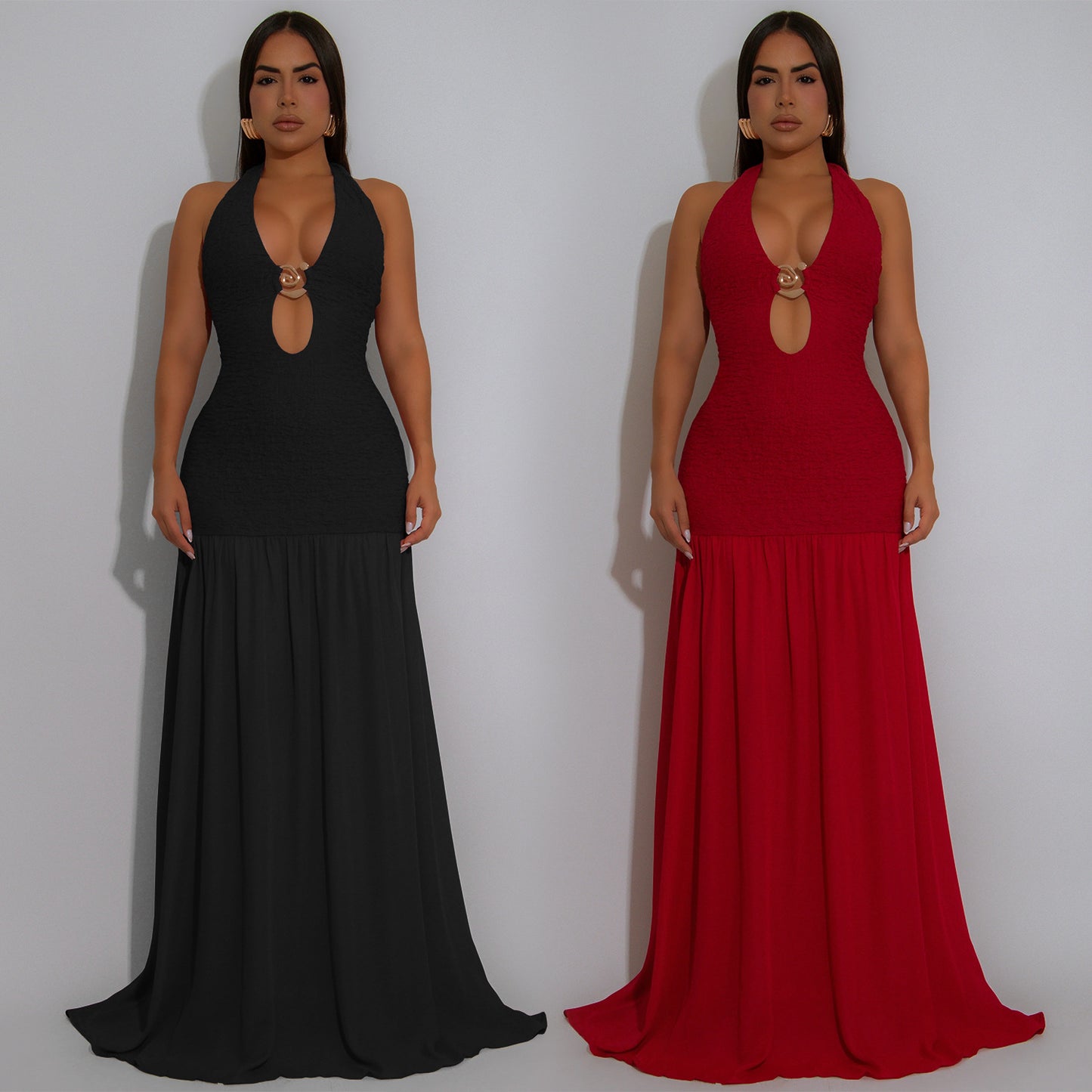 XYZ C7562 hollow-out halter backless dress