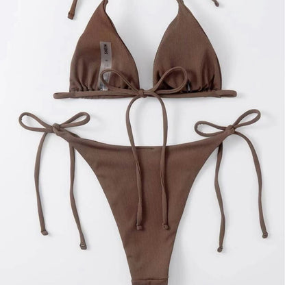 (4 days ready to ship) SY three-point small sunken stripe split bikini