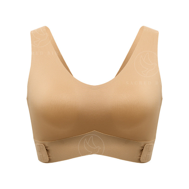 Side open buckle without steel ring side drawing gathering bra seamless thin breathable workout exercise underwear
