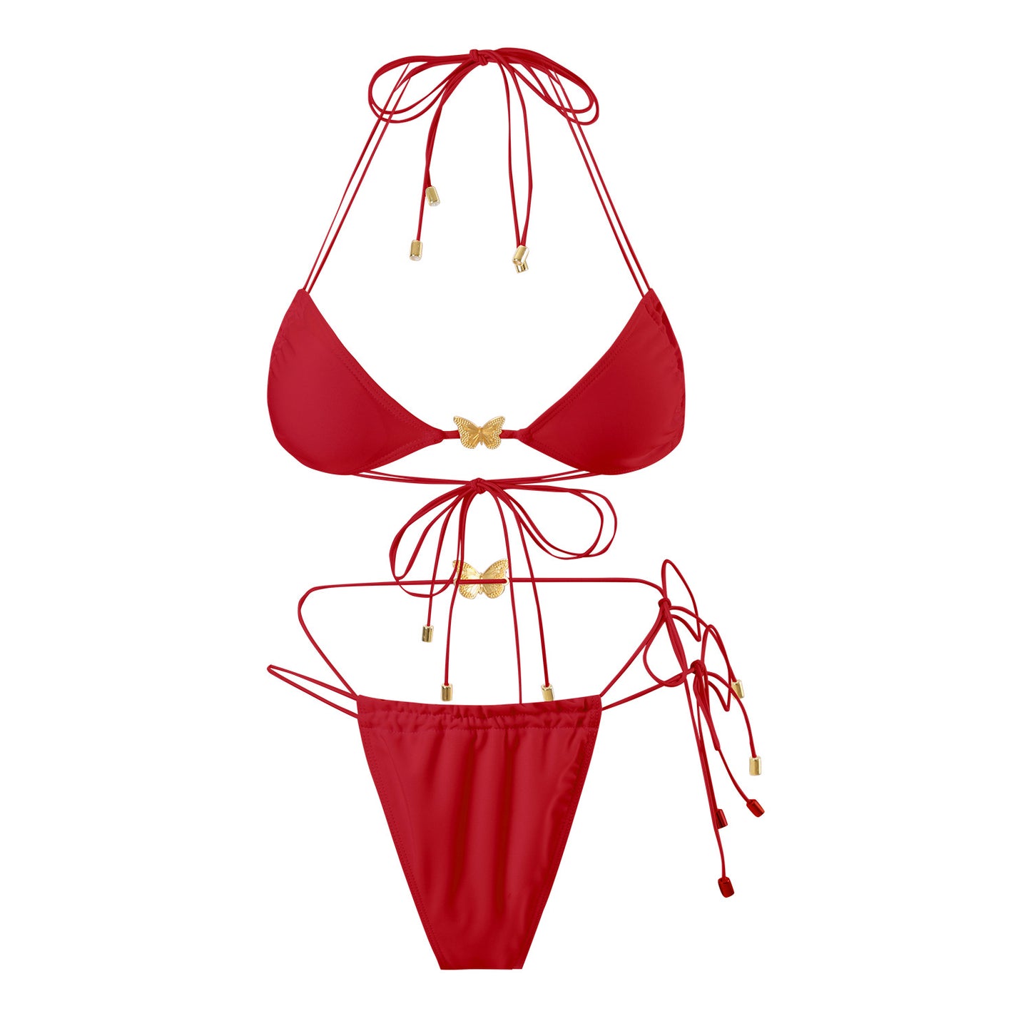(4 days ready to ship) SY elastic string butterfly ornament bikini split triangle bag strap women