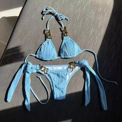 (4 days ready to ship) SY split chain bikini swimsuit