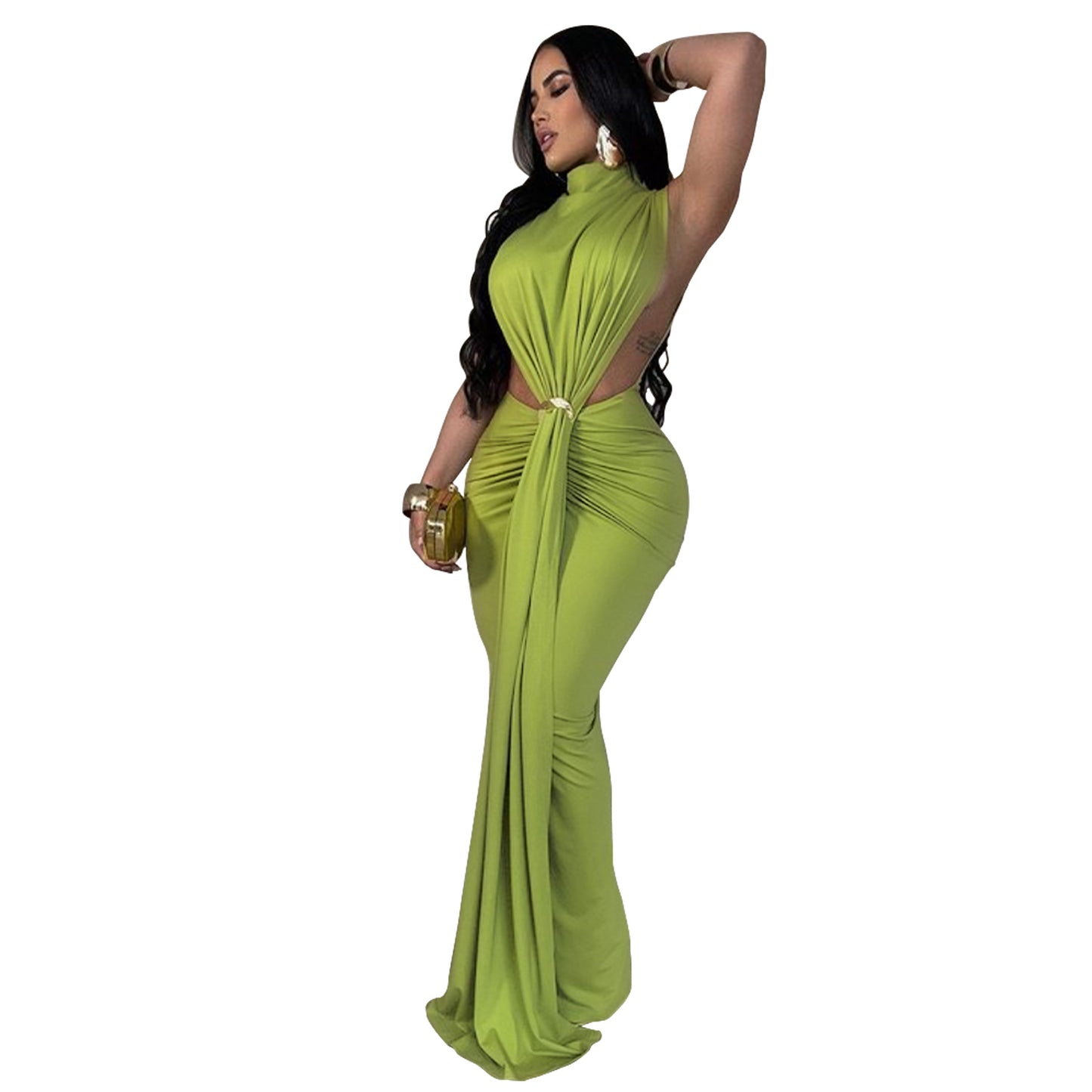 MYF (S-2XL) K10772 dress split sleeveless dress