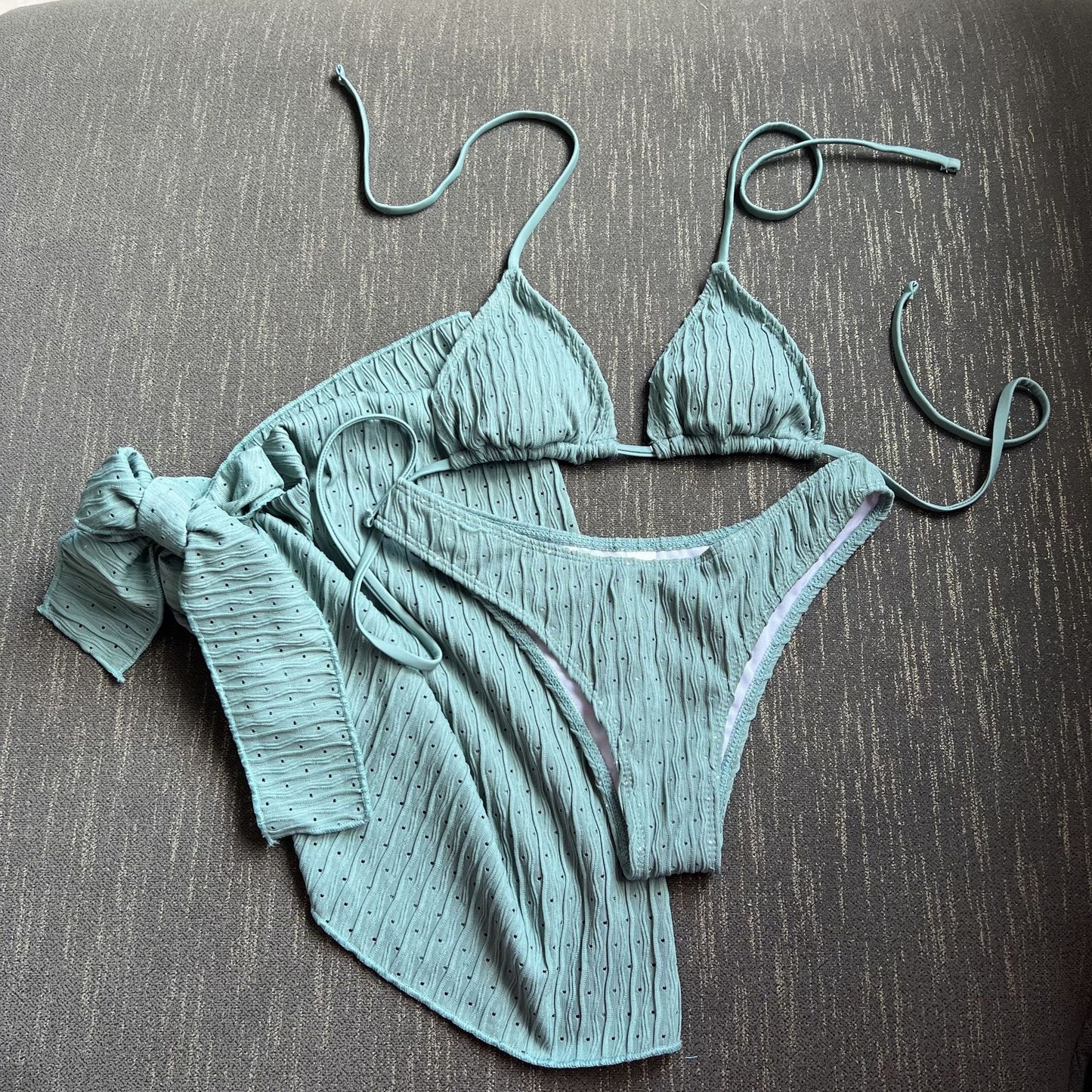 (4 days ready to ship) SY swimsuit three-piece backless drawstring strap bikini three-piece set