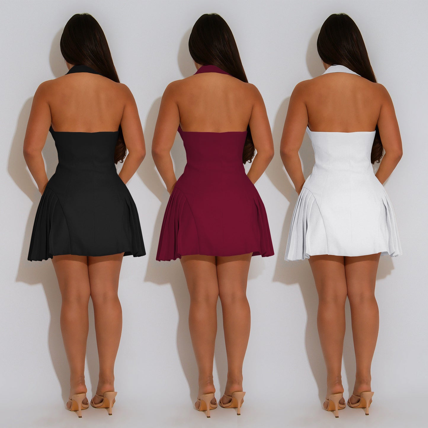 XYZ C7587V collar halter backless dress skirt