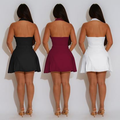 XYZ C7587V collar halter backless dress skirt