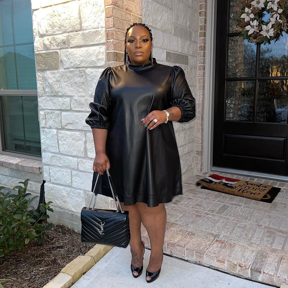 GY (XL-3XL) SK2293 long sleeve plus size leather skirt nightclub uniforms