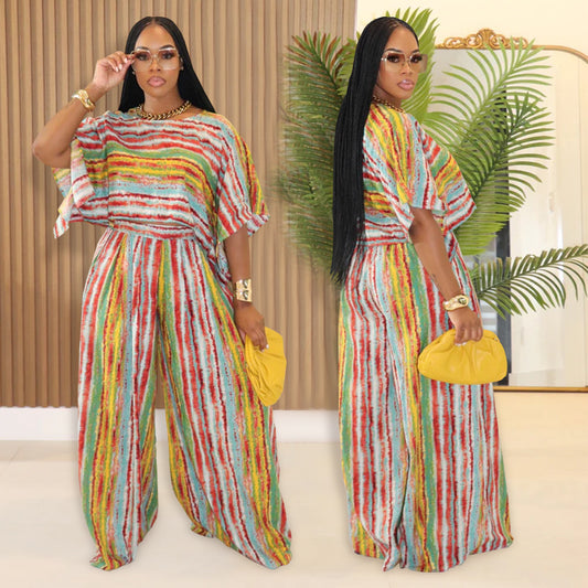 XYZ C7467 casual striped top pants two-piece set