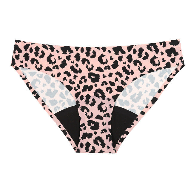 Printed four layers large size low waist menstrual panties leak-proof Big Aunt wear sanitary panty menstrual period underwear leopard print